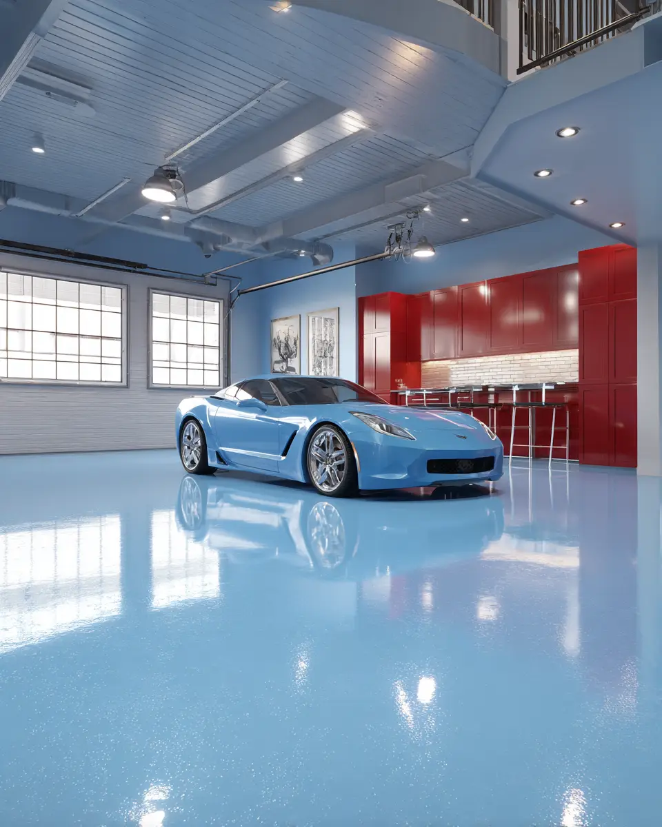 Sky Blue Eclectic Garage Decor Ideas