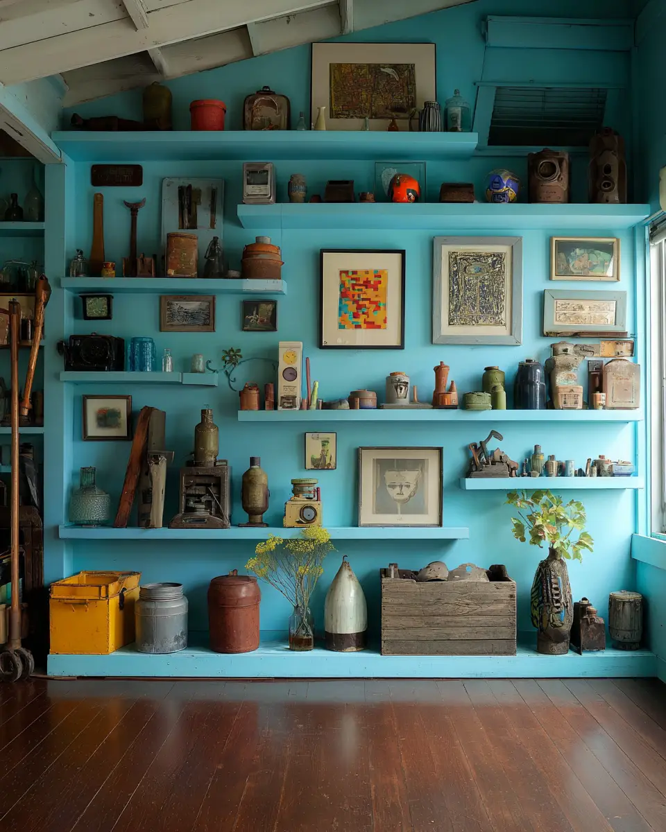 Sky Blue Eclectic Garage Decor Ideas