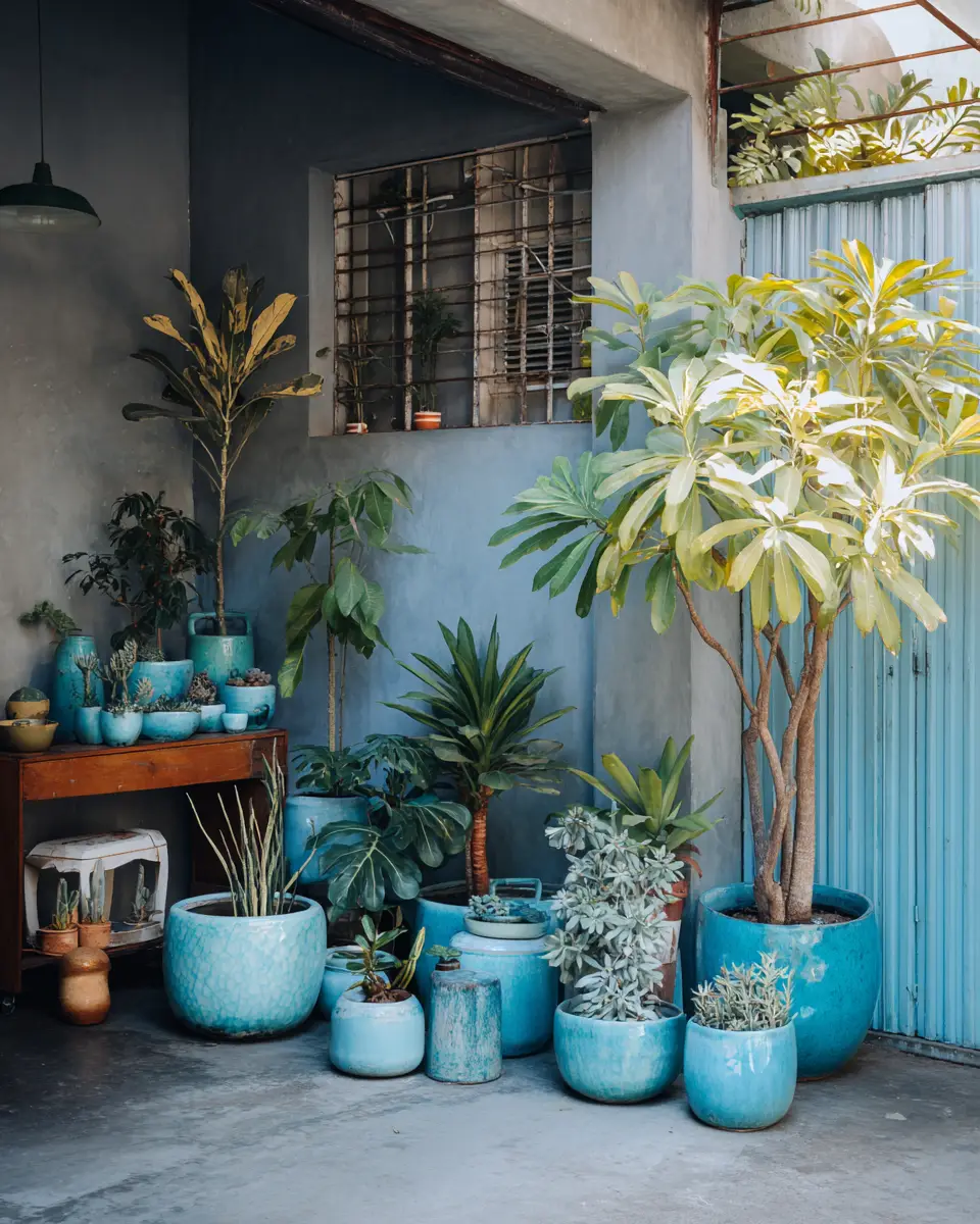 Sky Blue Eclectic Garage Decor Ideas