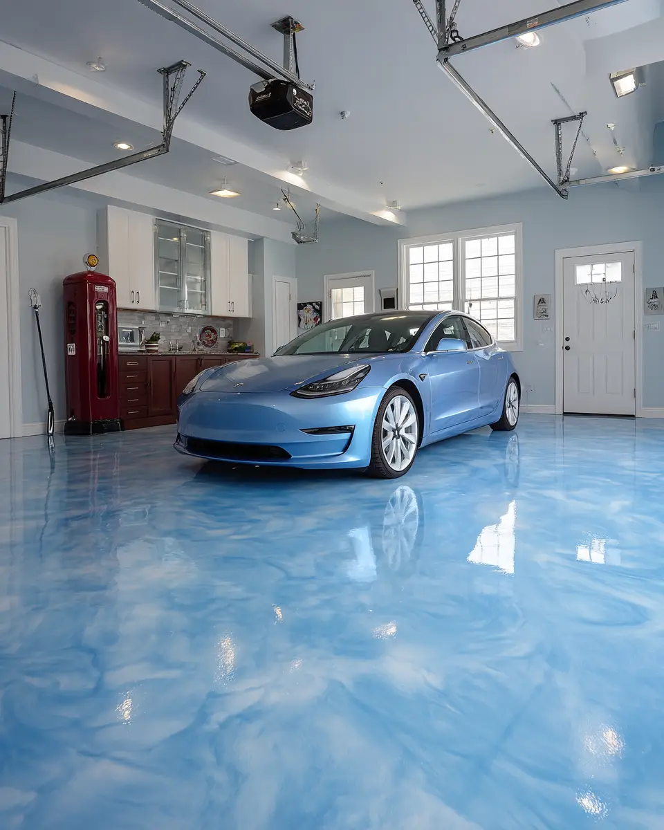 Sky Blue Eclectic Garage Decor Ideas