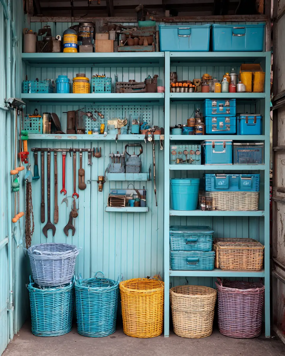 Sky Blue Eclectic Garage Decor Ideas