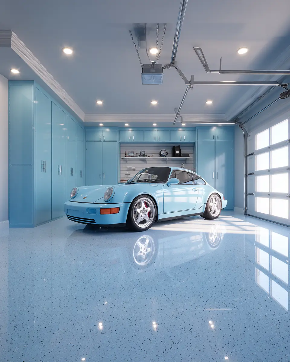 Sky Blue Eclectic Garage Decor Ideas