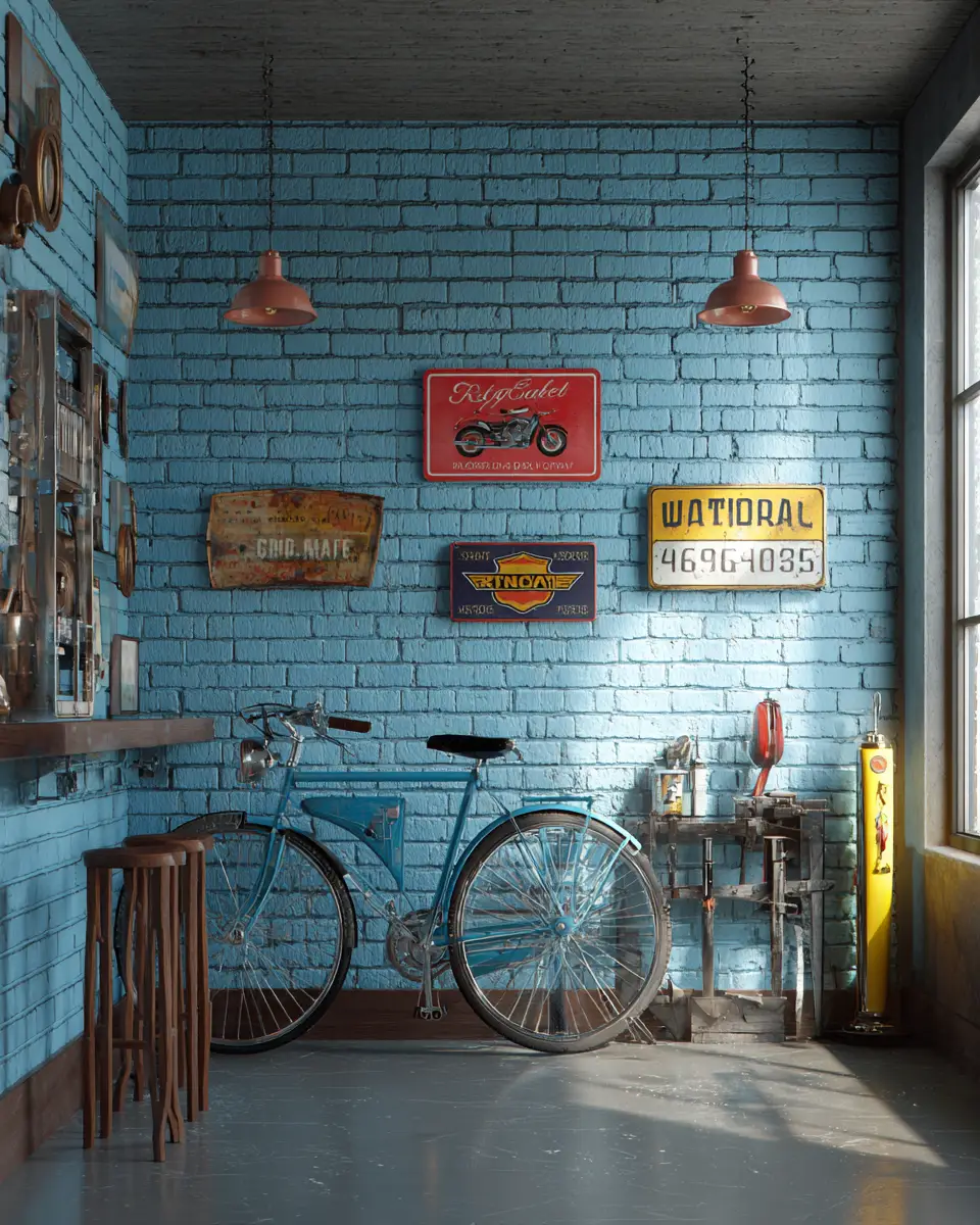 Sky Blue Eclectic Garage Decor Ideas