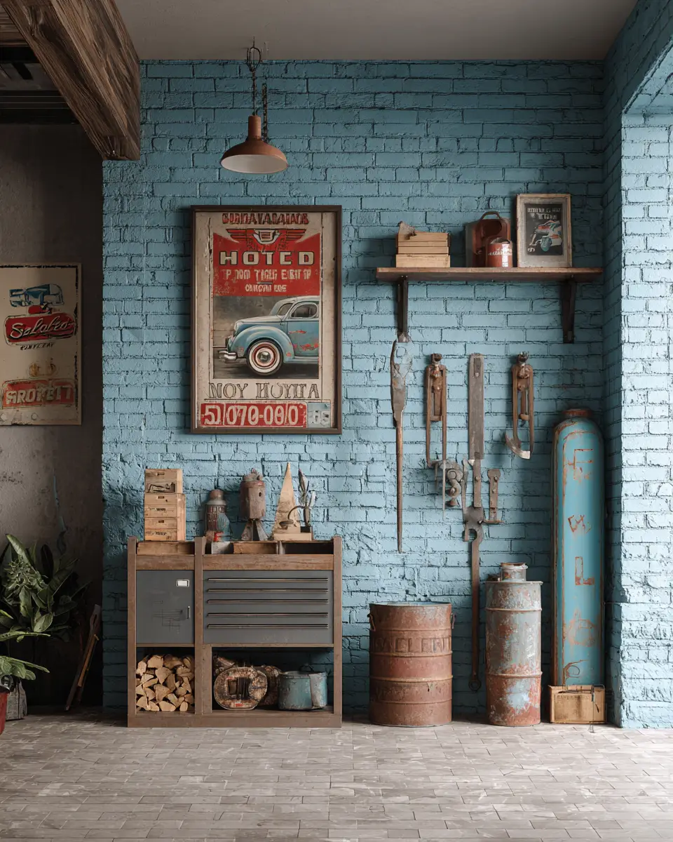 Sky Blue Eclectic Garage Decor Ideas