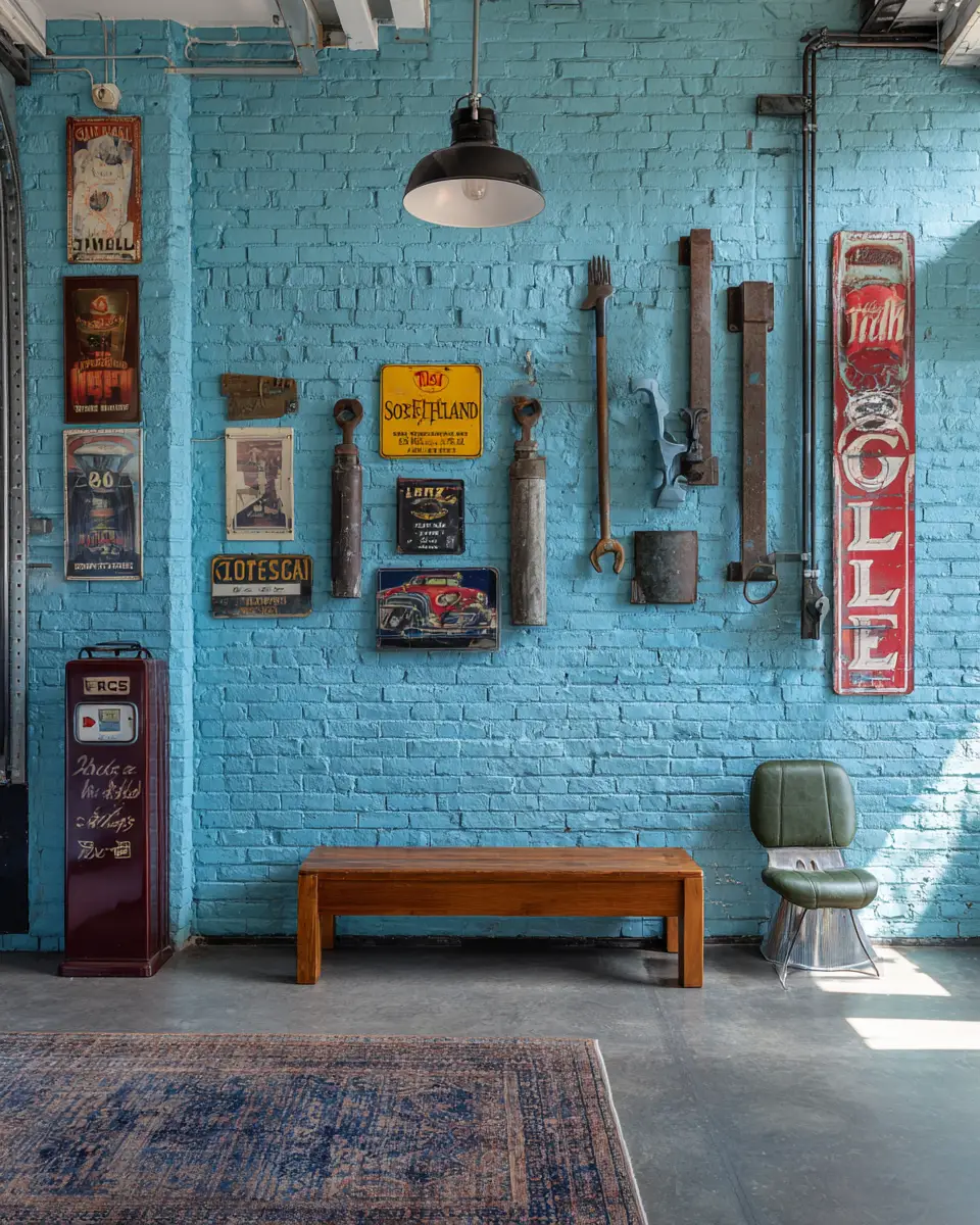 Sky Blue Eclectic Garage Decor Ideas