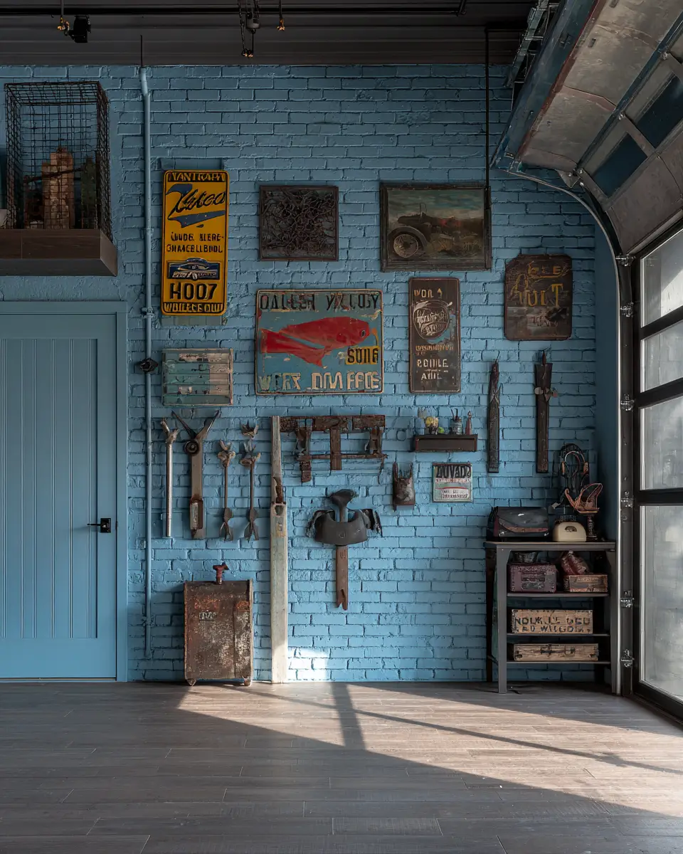 Sky Blue Eclectic Garage Decor Ideas