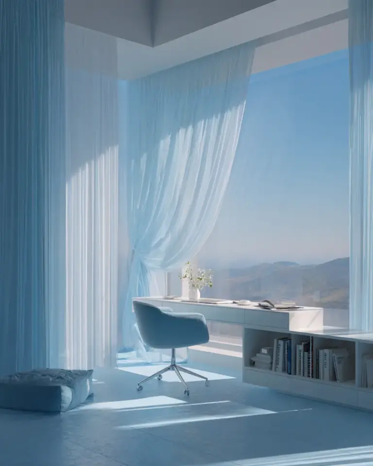 Sky Blue Minimalist Home Office Decor Ideas - Featured