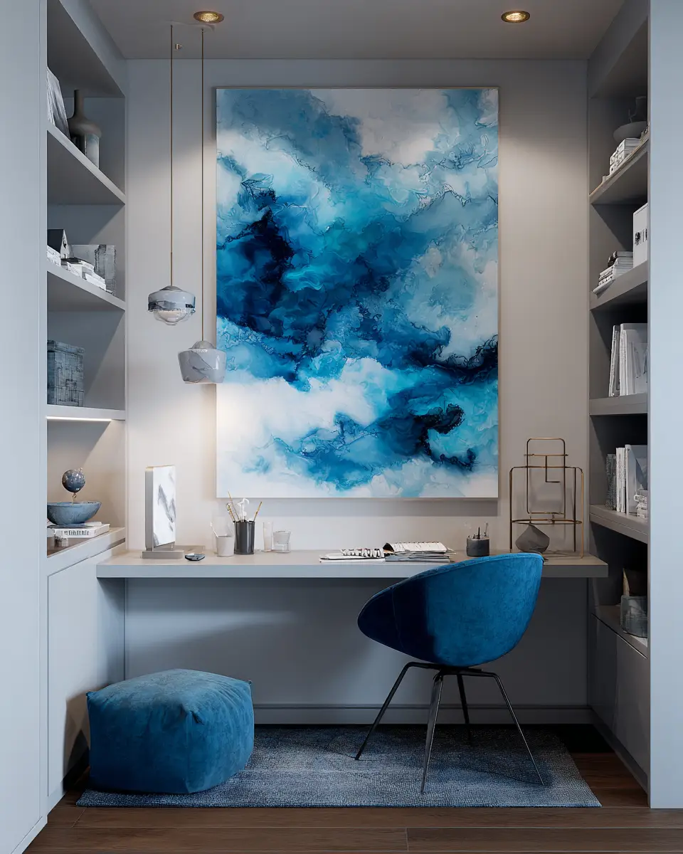 Sky Blue Minimalist Home Office Decor Ideas