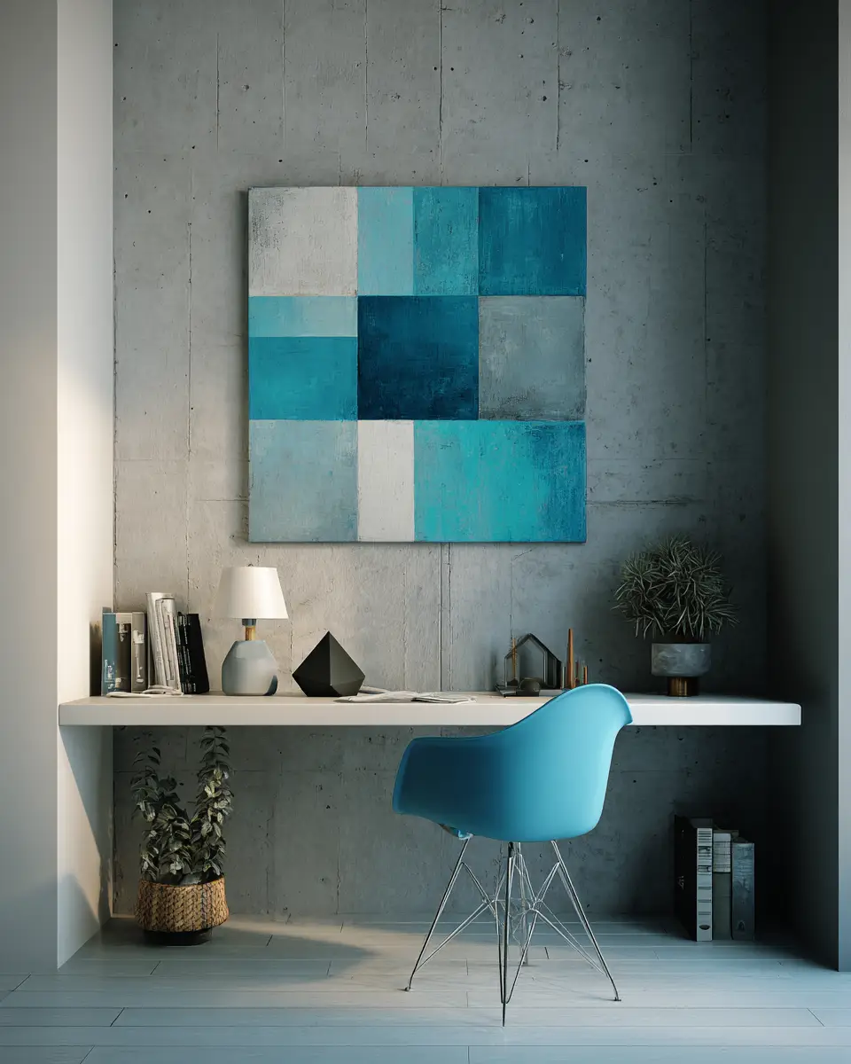 Sky Blue Minimalist Home Office Decor Ideas