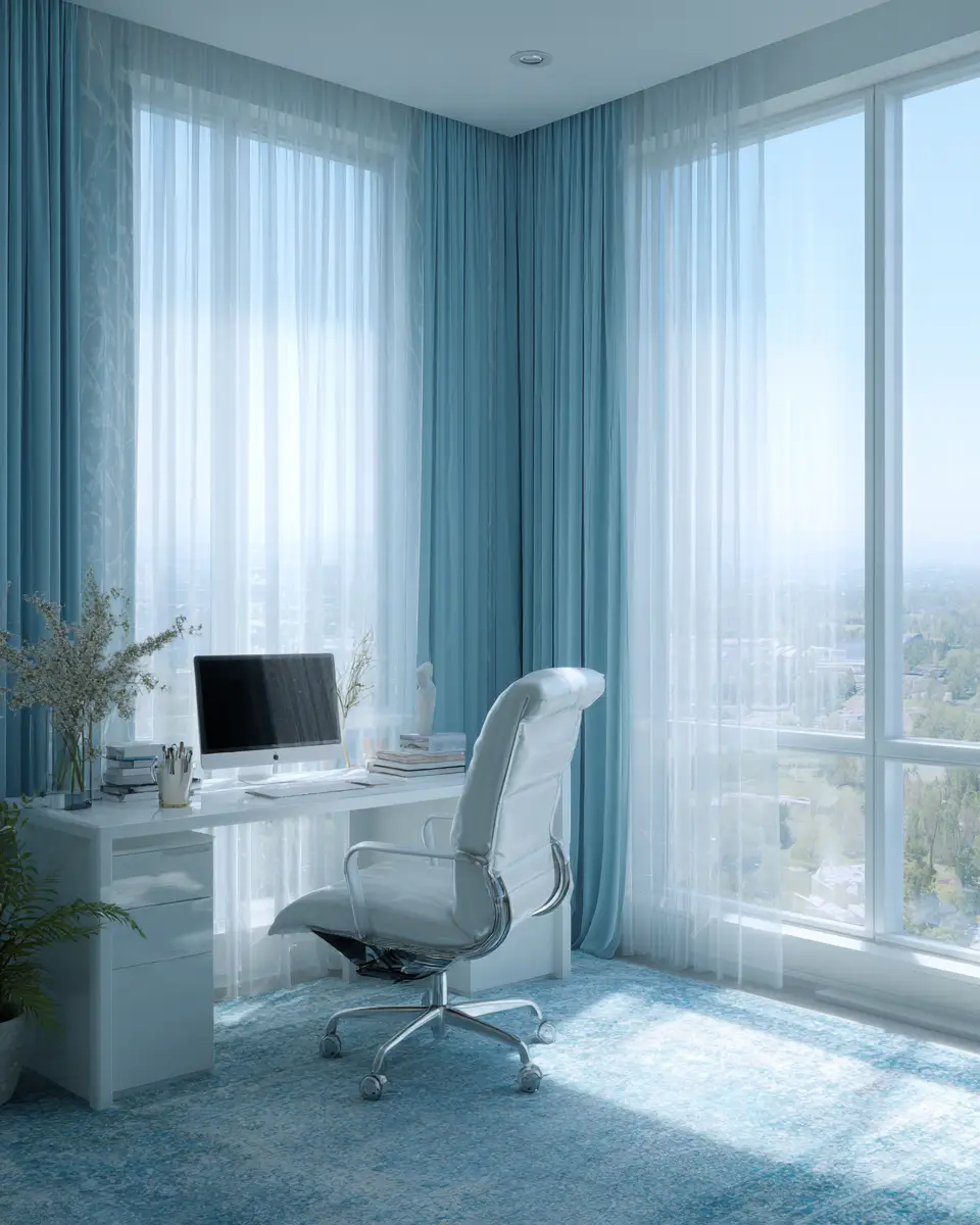 Sky Blue Minimalist Home Office Decor Ideas