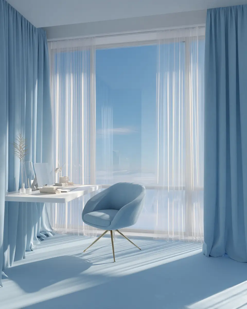 Sky Blue Minimalist Home Office Decor Ideas