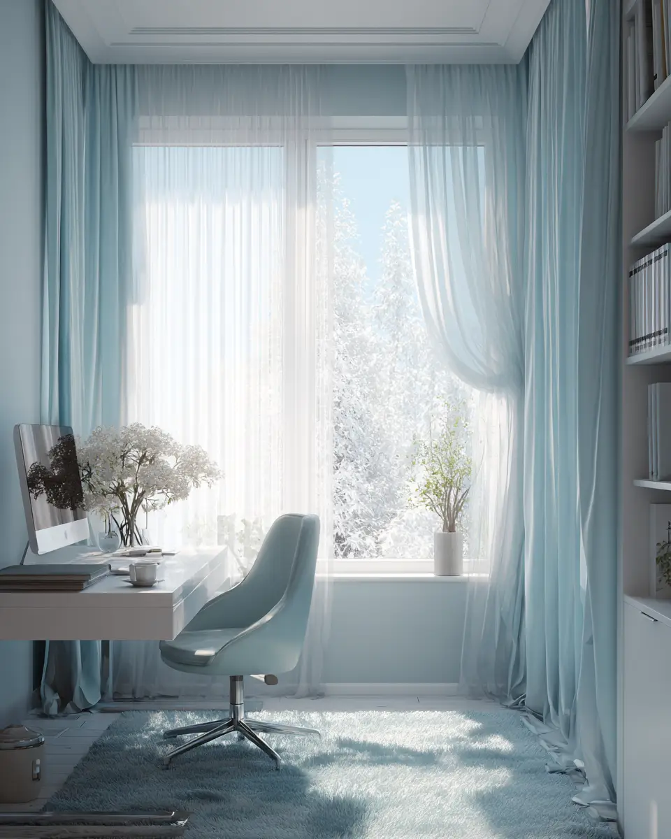 Sky Blue Minimalist Home Office Decor Ideas