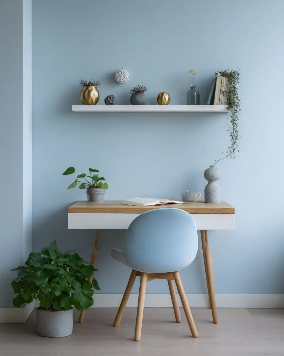 Sky Blue Minimalist Home Office Decor Ideas