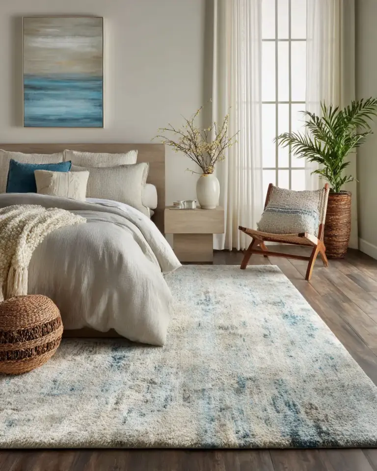 Sky Blue Rustic Bedroom Decor Ideas - Featured