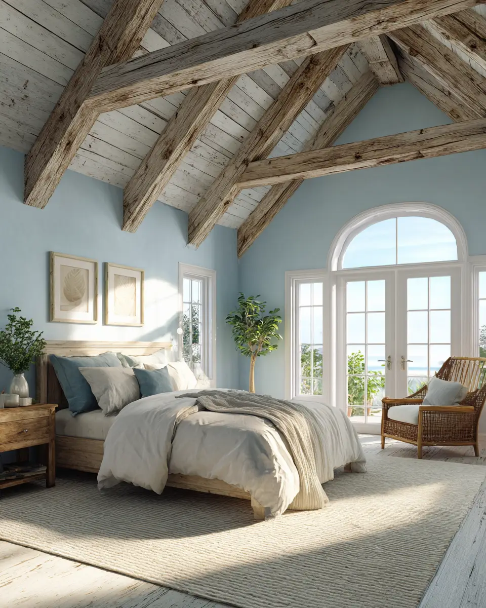 Sky Blue Rustic Bedroom Decor Ideas