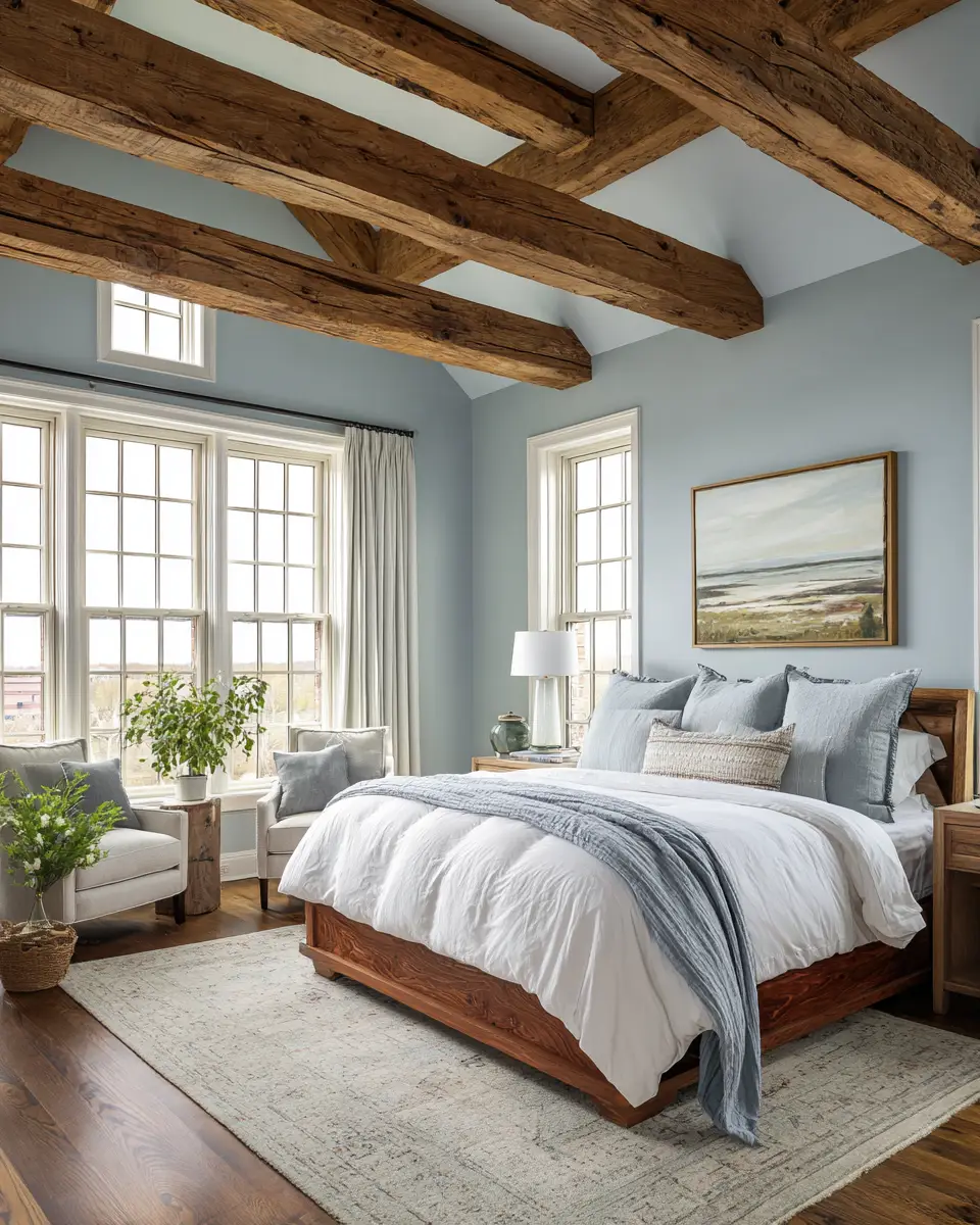 Sky Blue Rustic Bedroom Decor Ideas