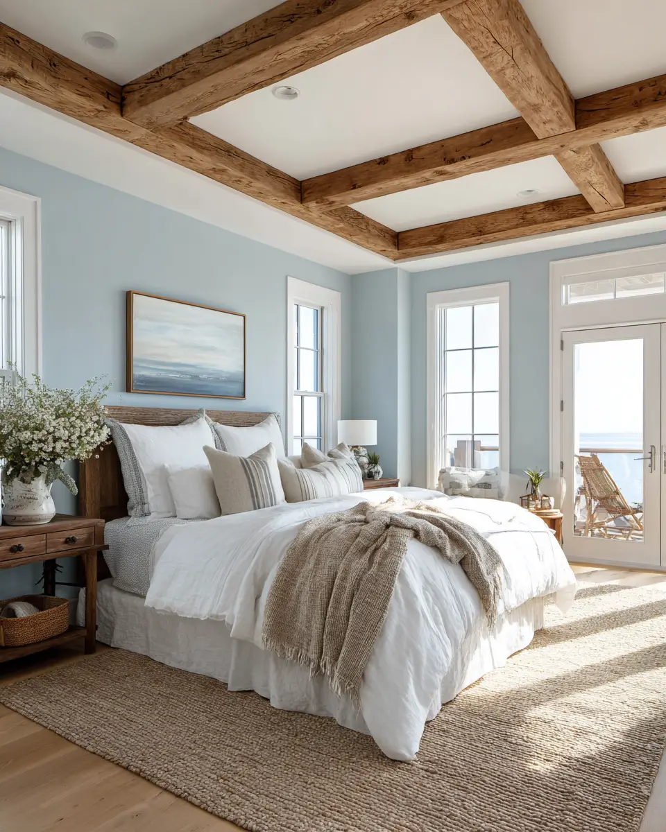 Sky Blue Rustic Bedroom Decor Ideas
