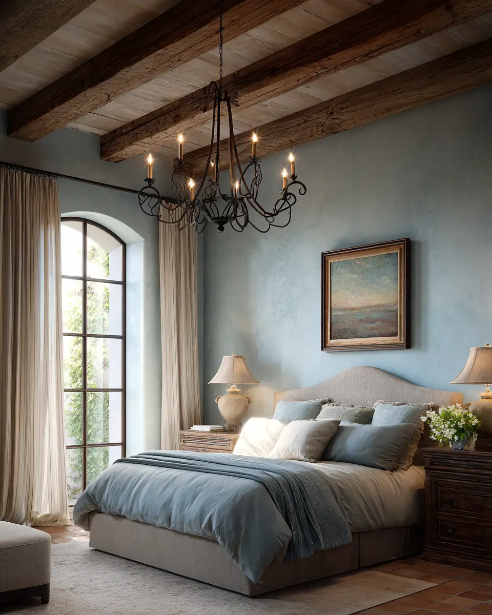 Sky Blue Rustic Bedroom Decor Ideas