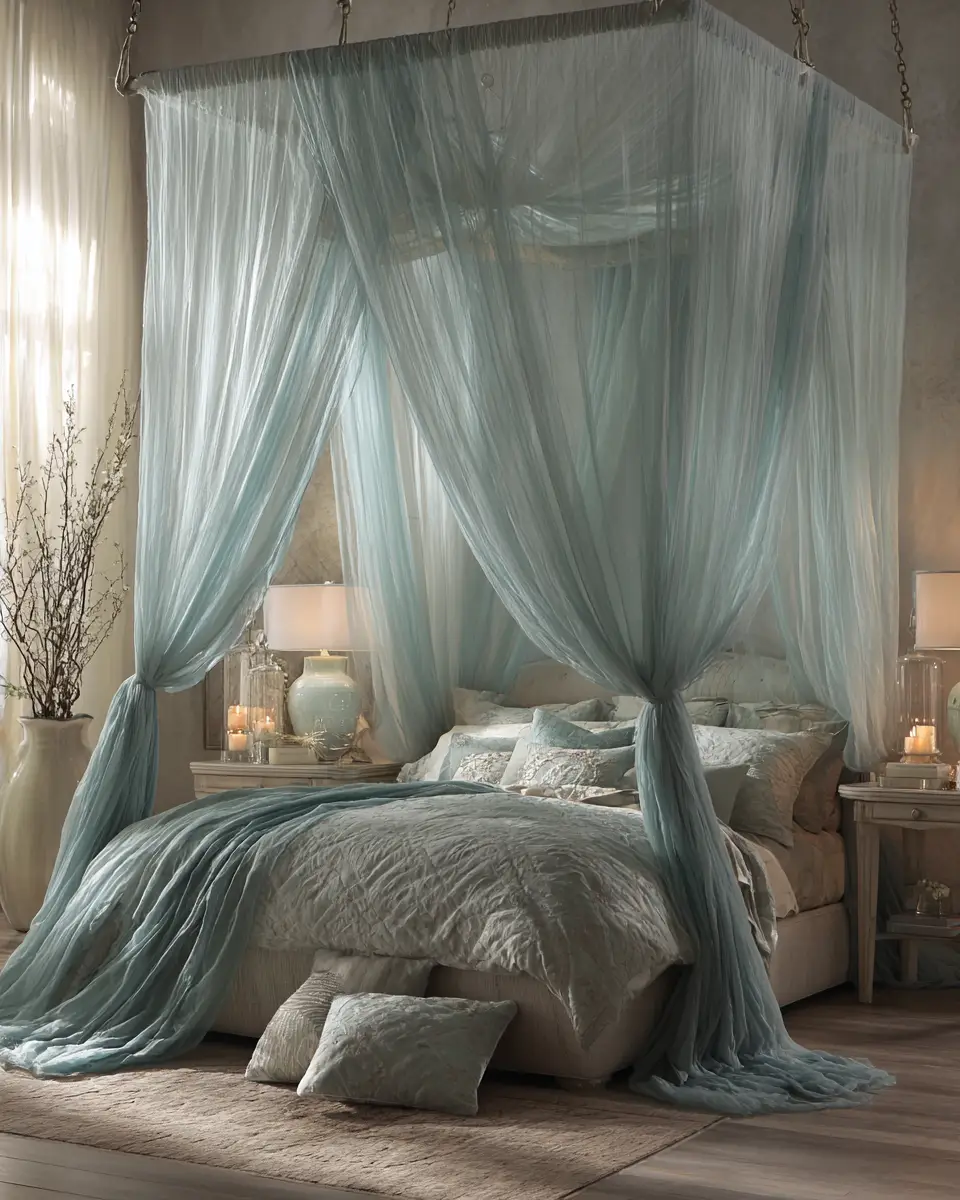 Sky Blue Rustic Bedroom Decor Ideas