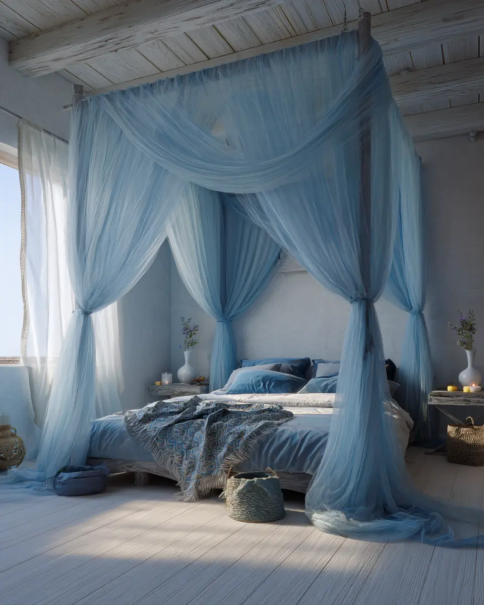 Sky Blue Rustic Bedroom Decor Ideas