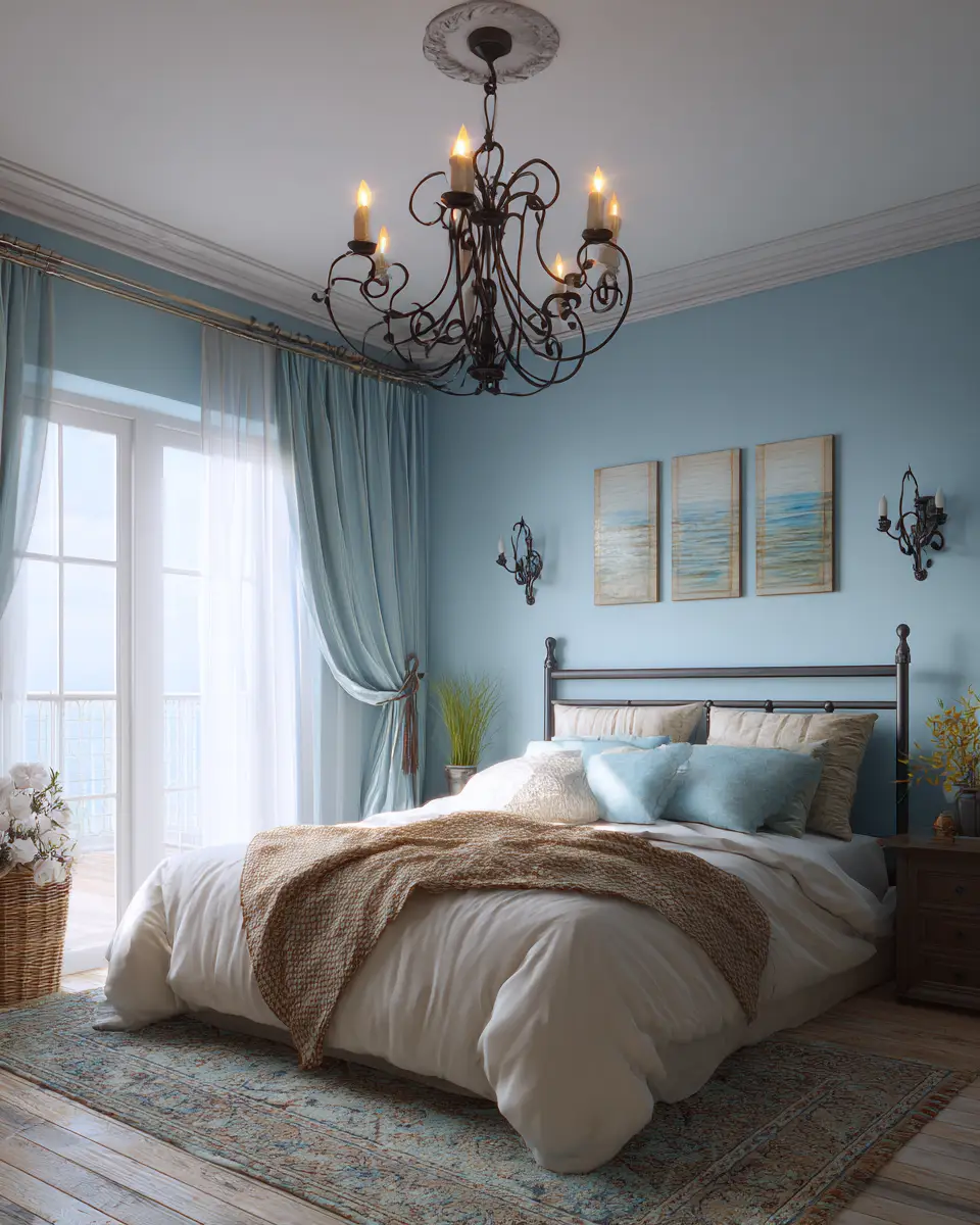 Sky Blue Rustic Bedroom Decor Ideas