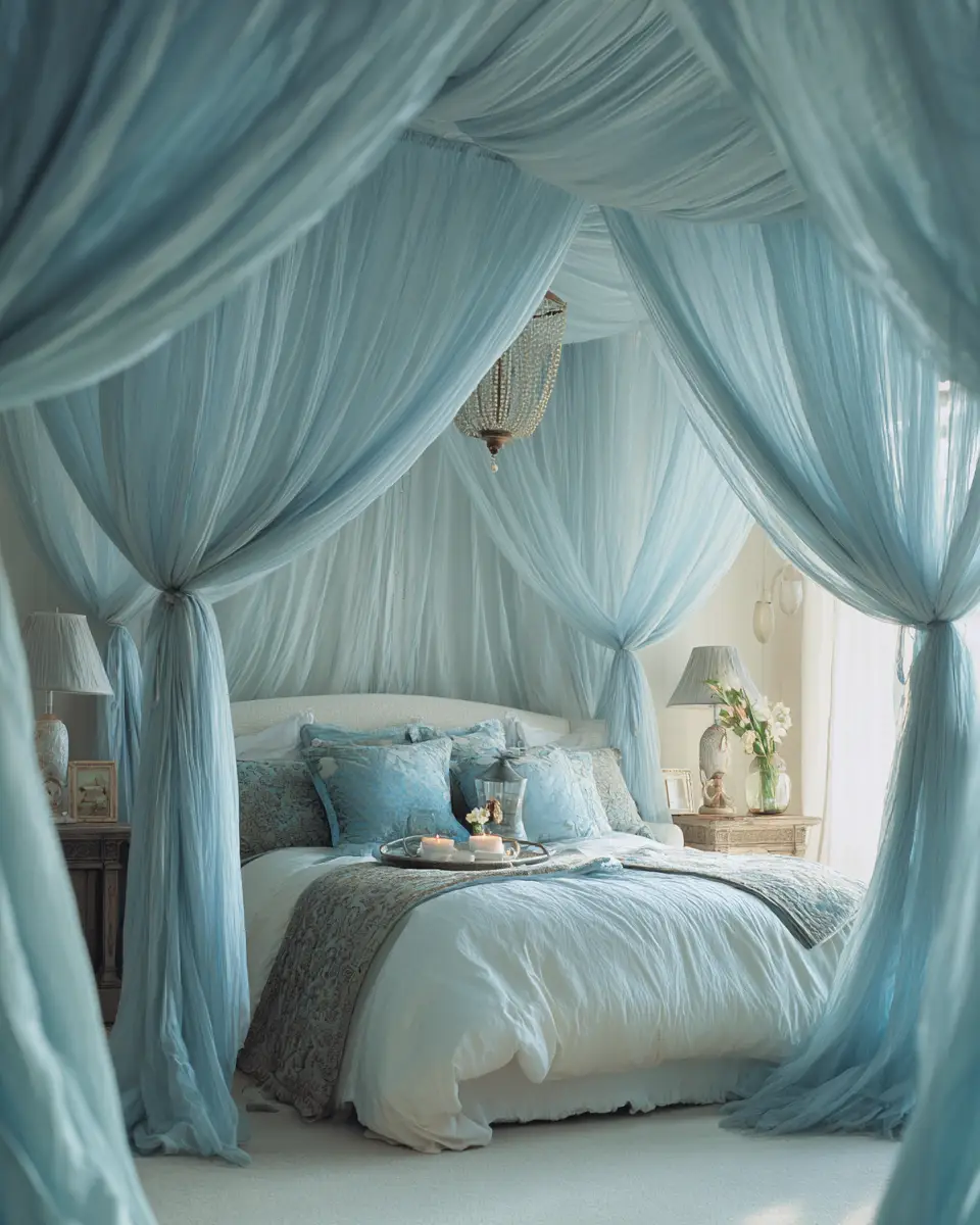 Sky Blue Rustic Bedroom Decor Ideas
