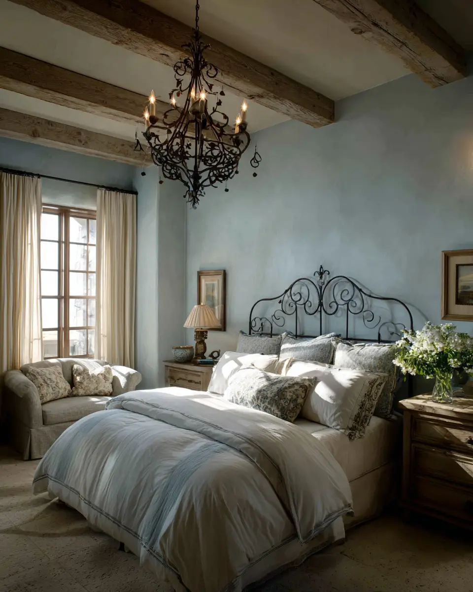 Sky Blue Rustic Bedroom Decor Ideas