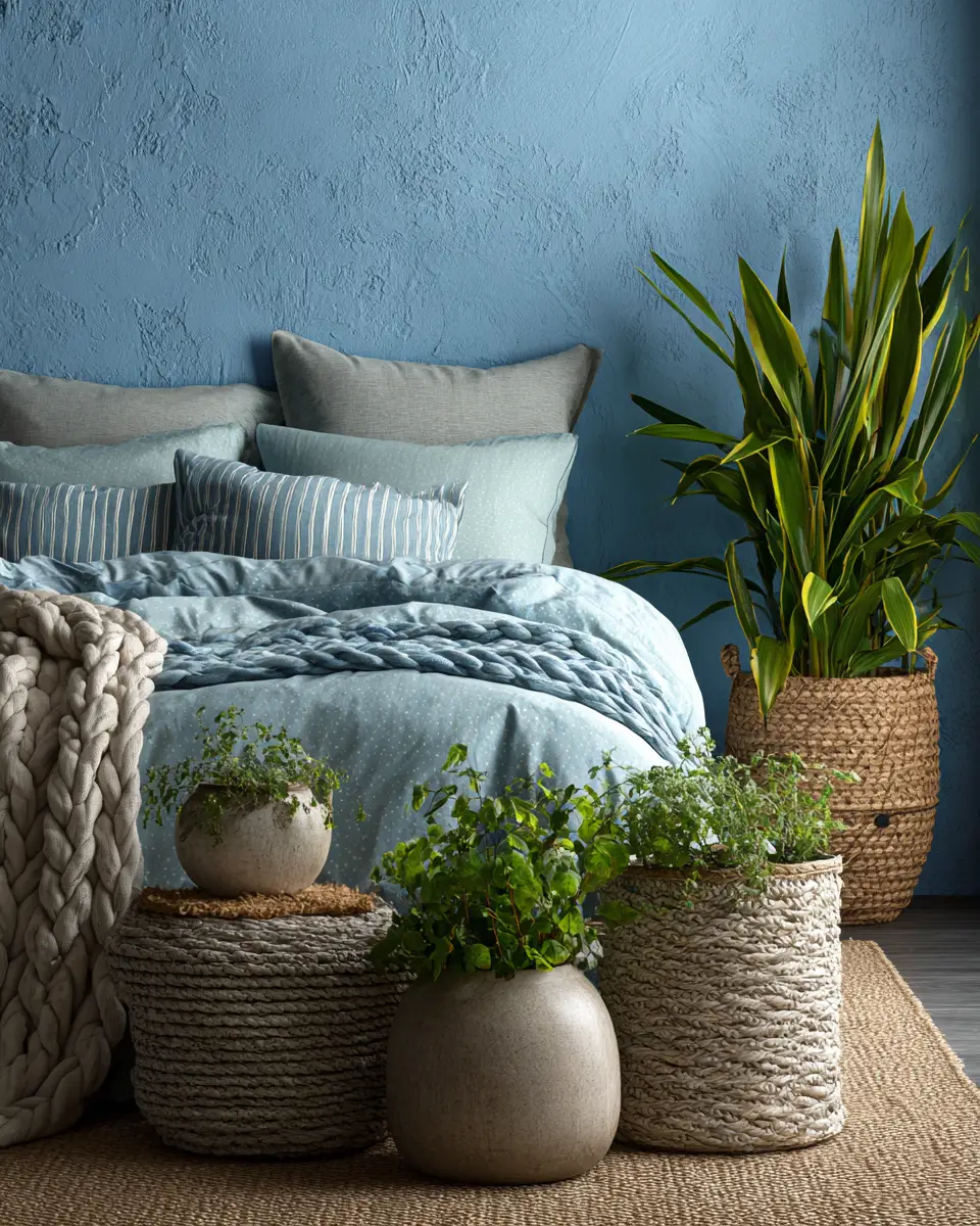 Sky Blue Rustic Bedroom Decor Ideas