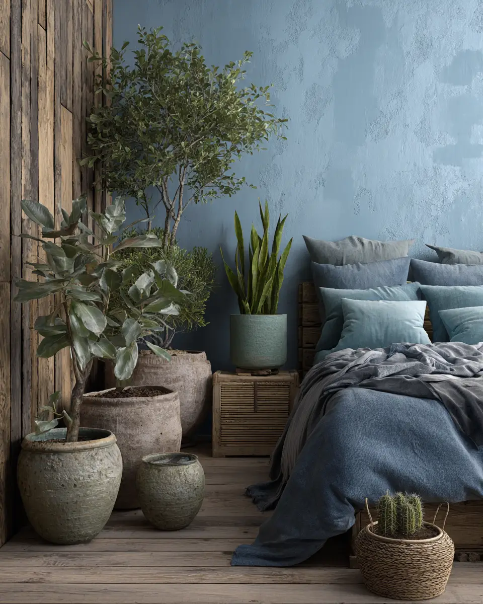 Sky Blue Rustic Bedroom Decor Ideas