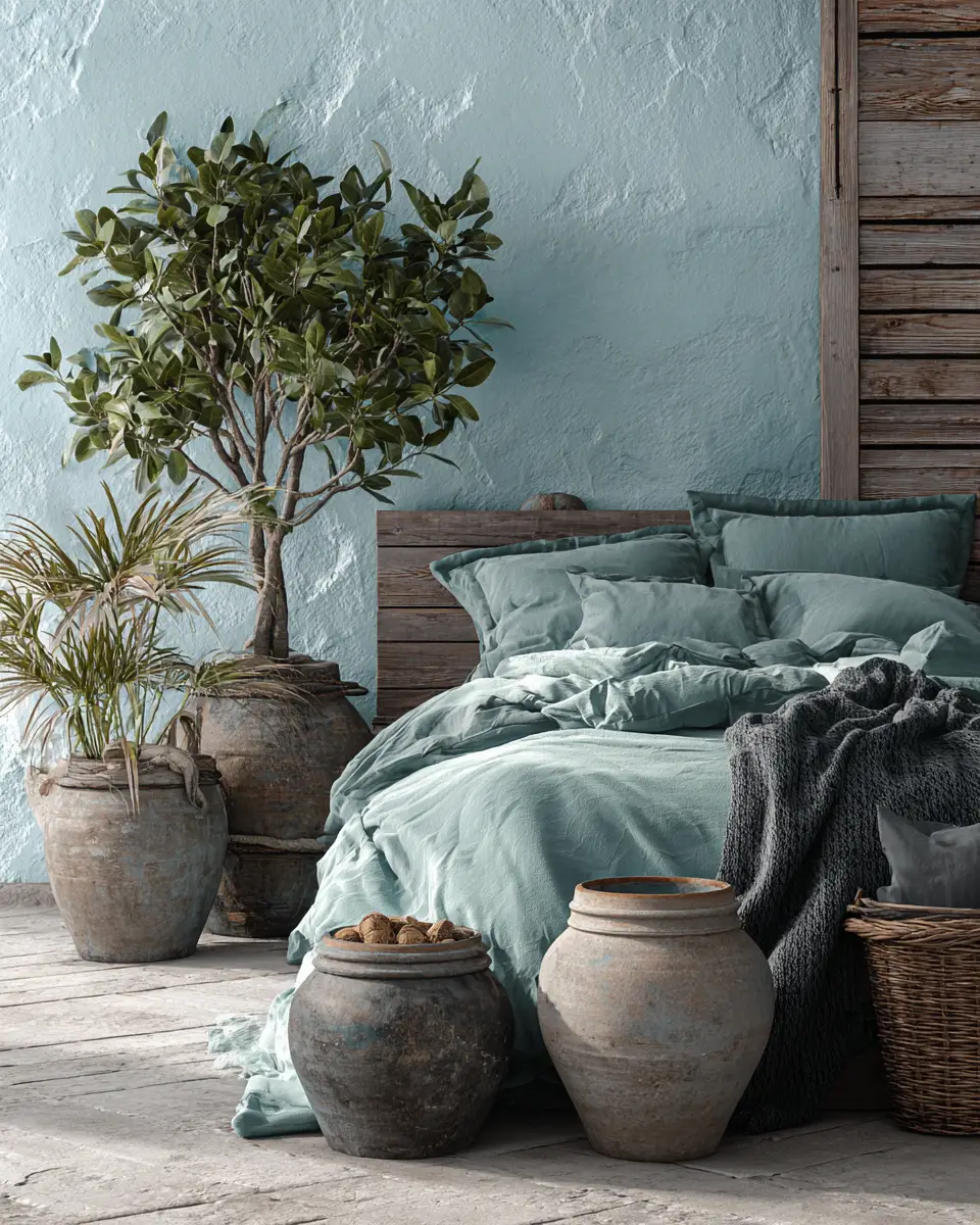 Sky Blue Rustic Bedroom Decor Ideas
