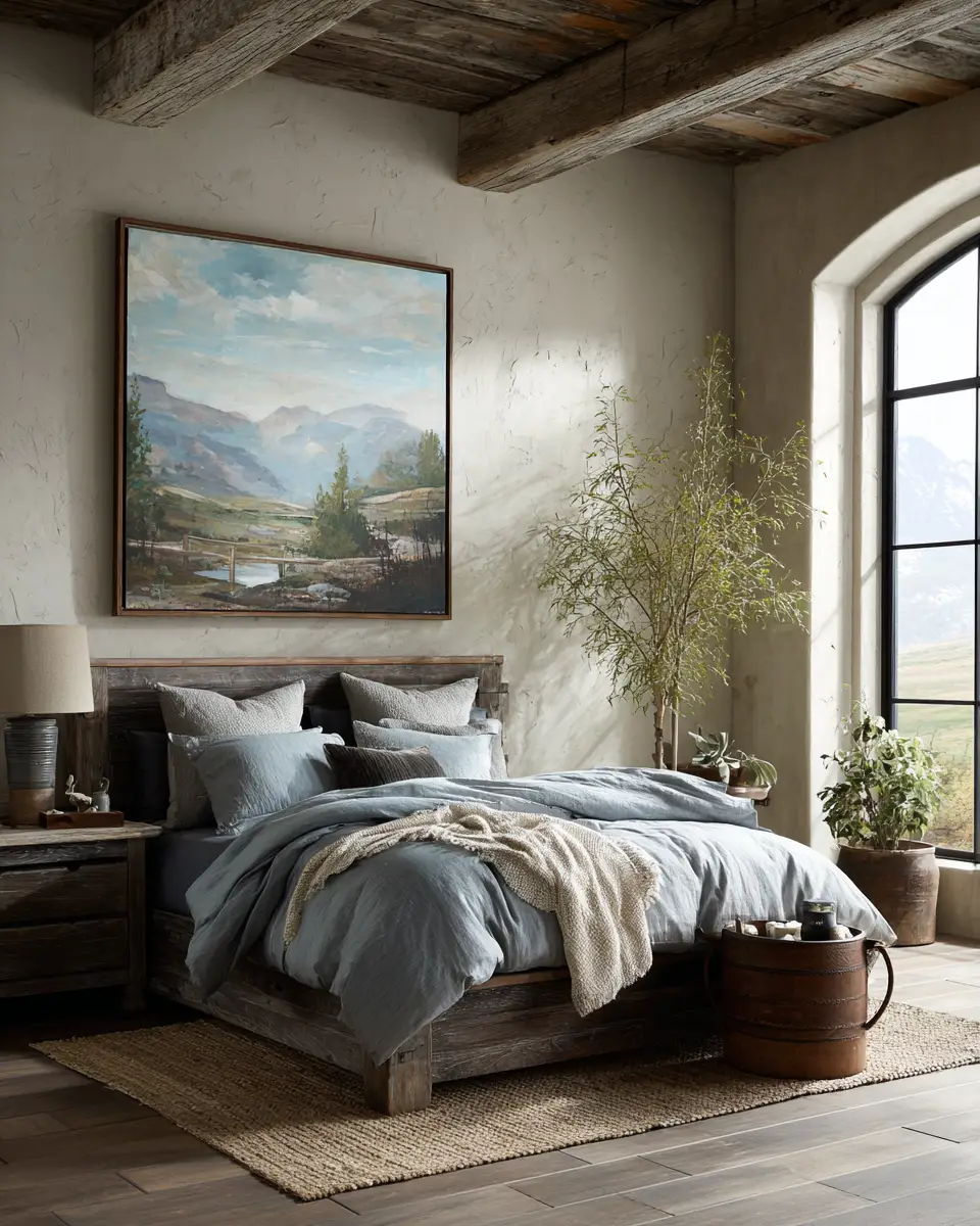 Sky Blue Rustic Bedroom Decor Ideas