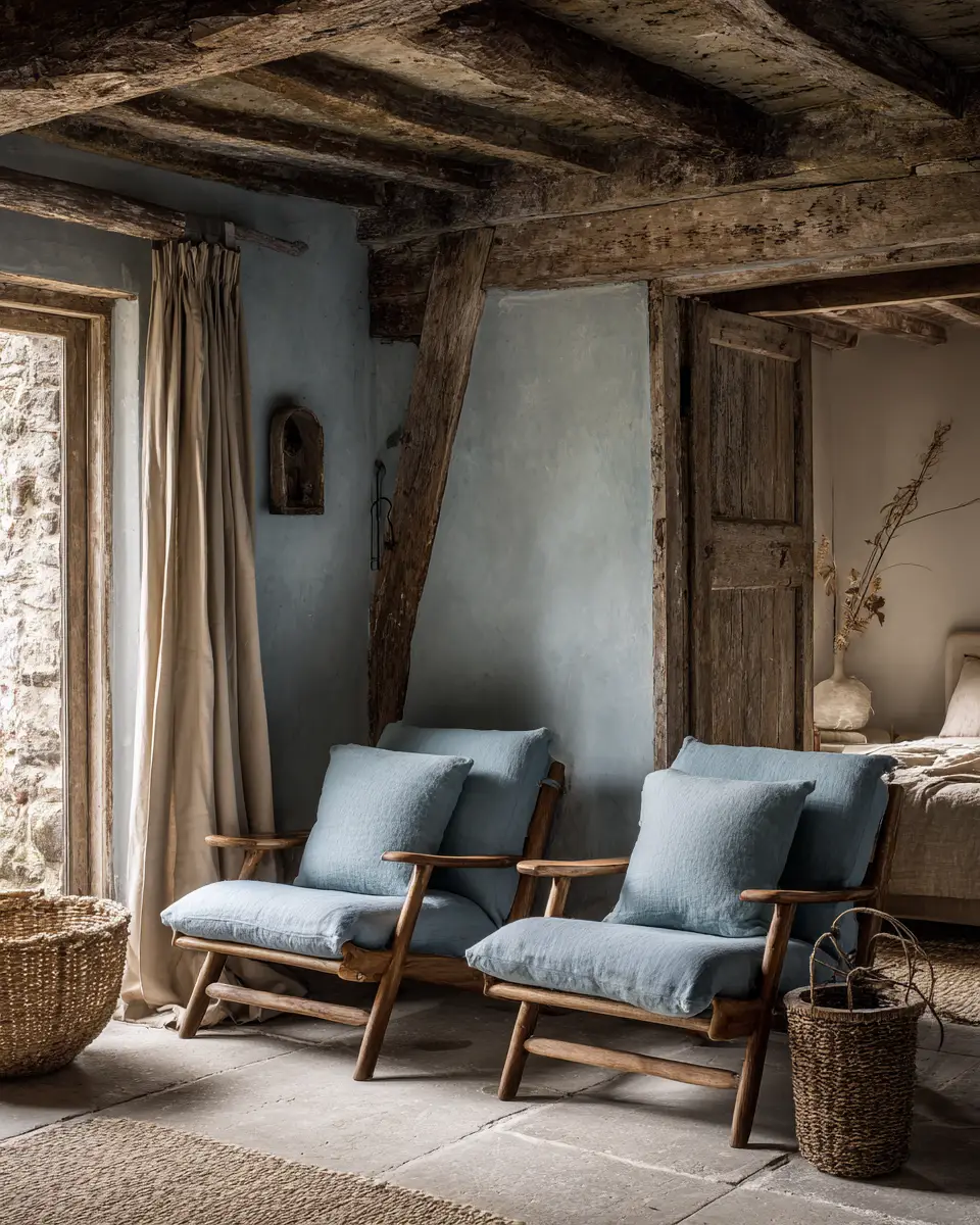 Sky Blue Rustic Bedroom Decor Ideas