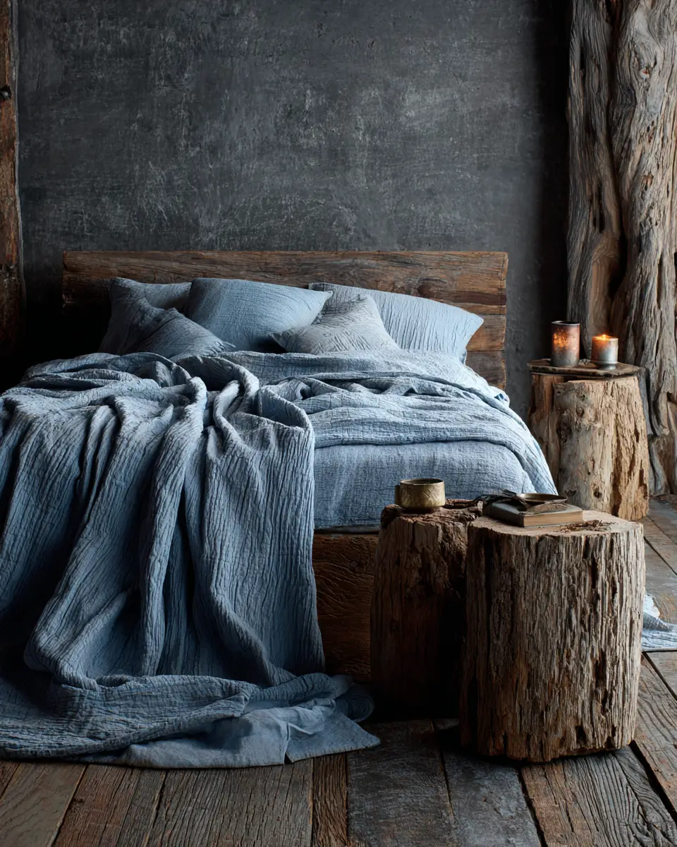 Sky Blue Rustic Bedroom Decor Ideas
