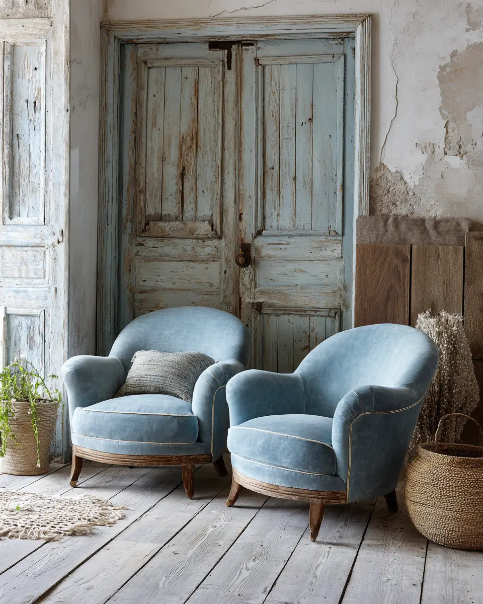 Sky Blue Rustic Bedroom Decor Ideas