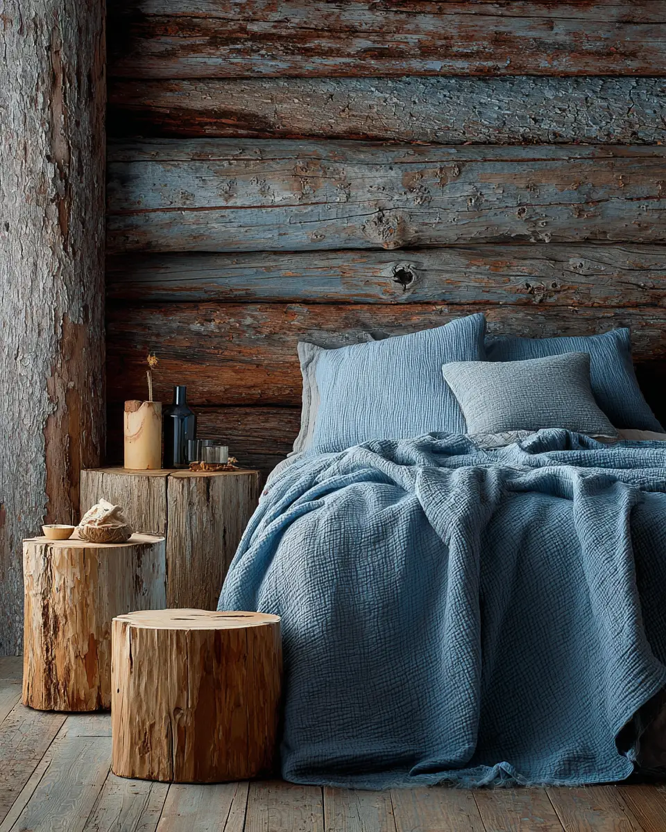 Sky Blue Rustic Bedroom Decor Ideas