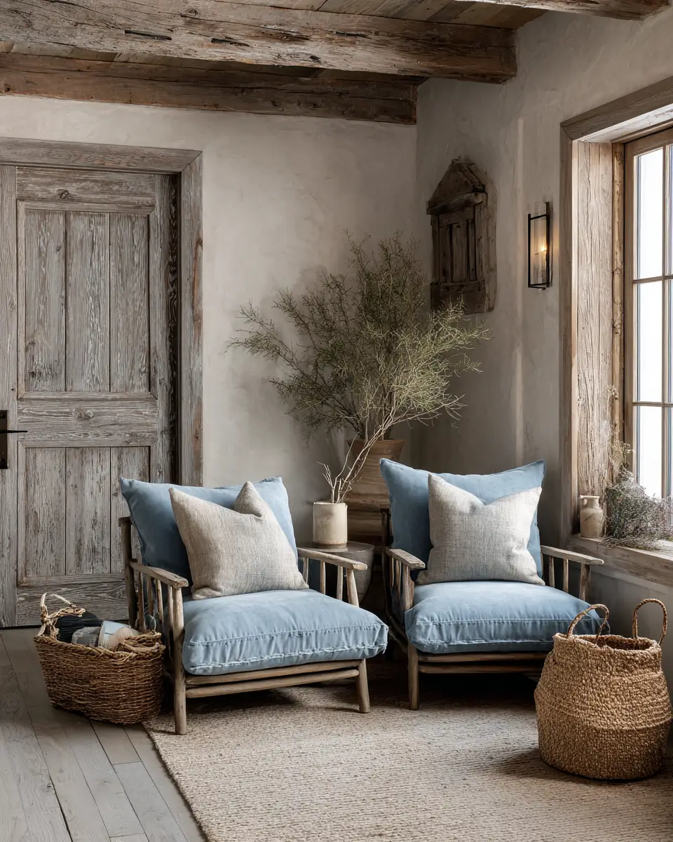 Sky Blue Rustic Bedroom Decor Ideas