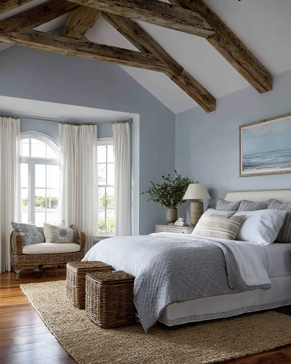 Sky Blue Rustic Bedroom Decor Ideas