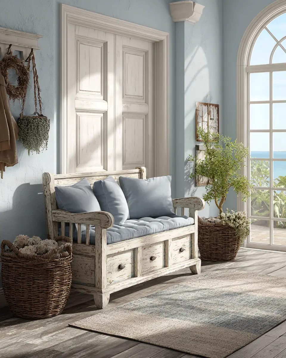 Sky Blue Rustic Entryway Decor Ideas