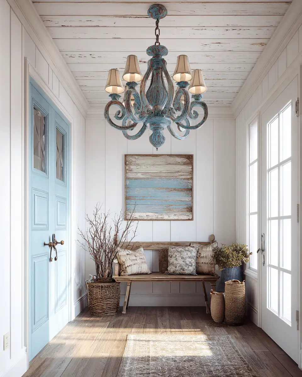 Sky Blue Rustic Entryway Decor Ideas