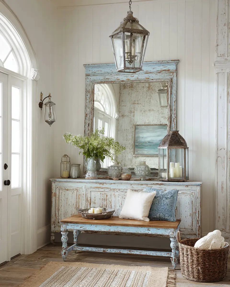 Sky Blue Rustic Entryway Decor Ideas