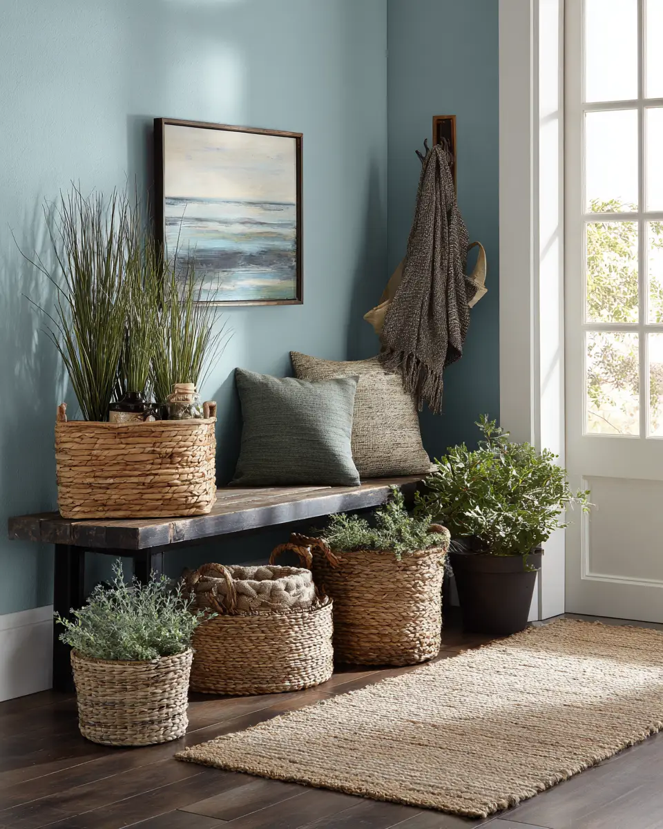 Sky Blue Rustic Entryway Decor Ideas