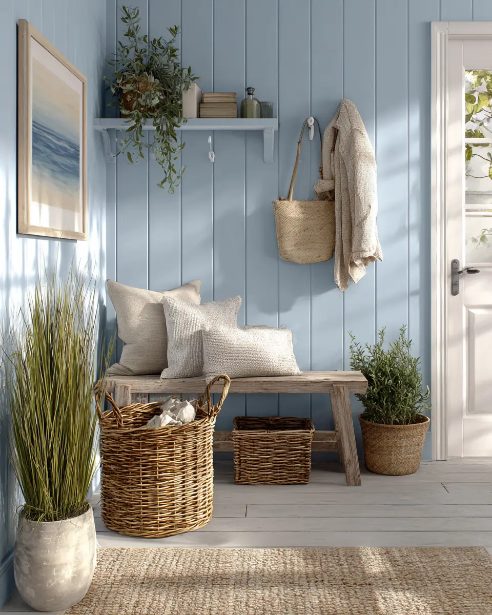 Sky Blue Rustic Entryway Decor Ideas