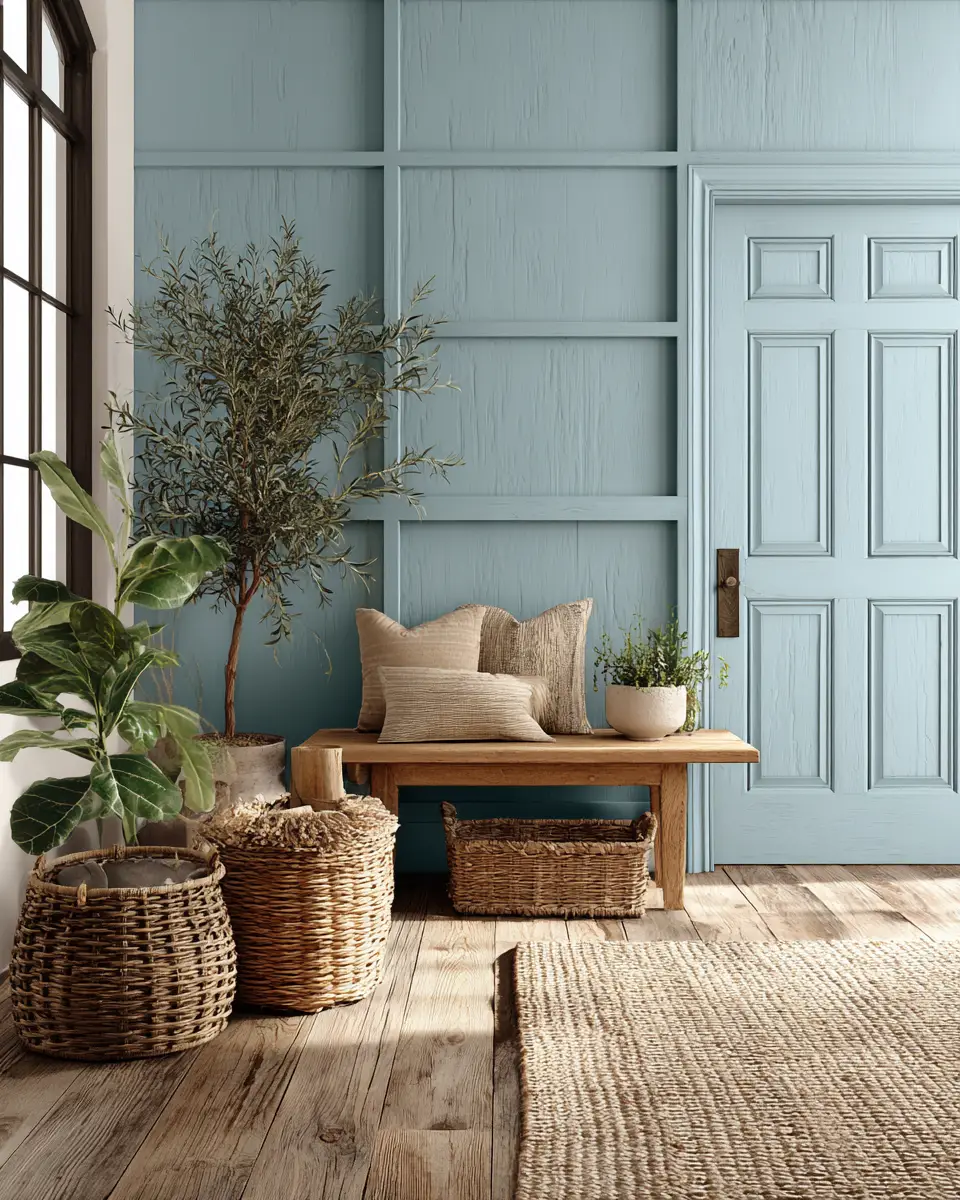 Sky Blue Rustic Entryway Decor Ideas