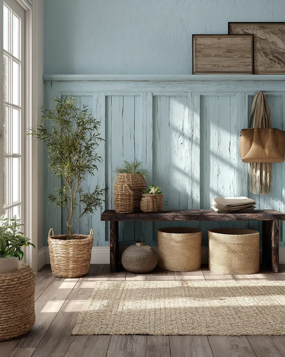 Sky Blue Rustic Entryway Decor Ideas