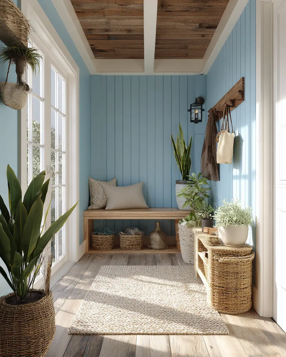 Sky Blue Rustic Entryway Decor Ideas