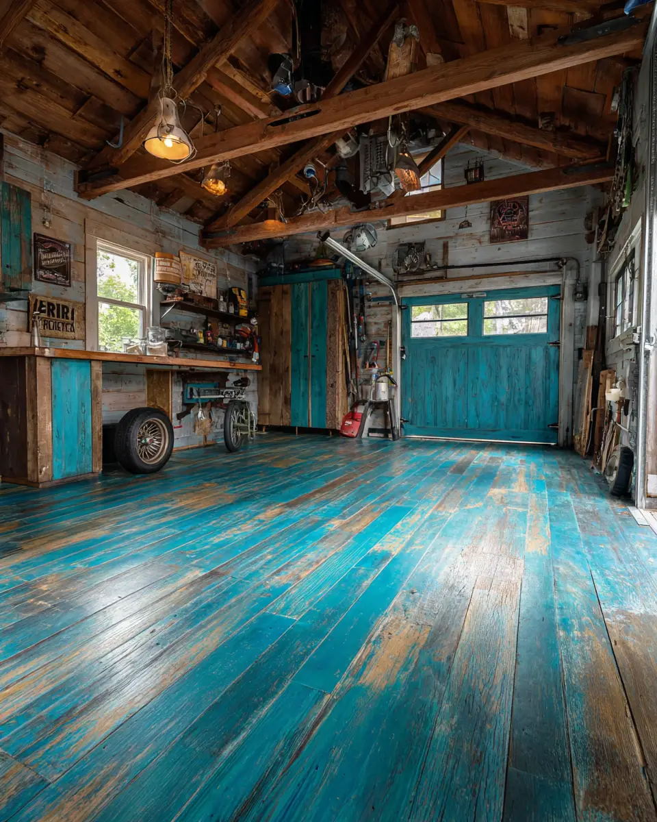 Sky Blue Rustic Garage Decor Ideas