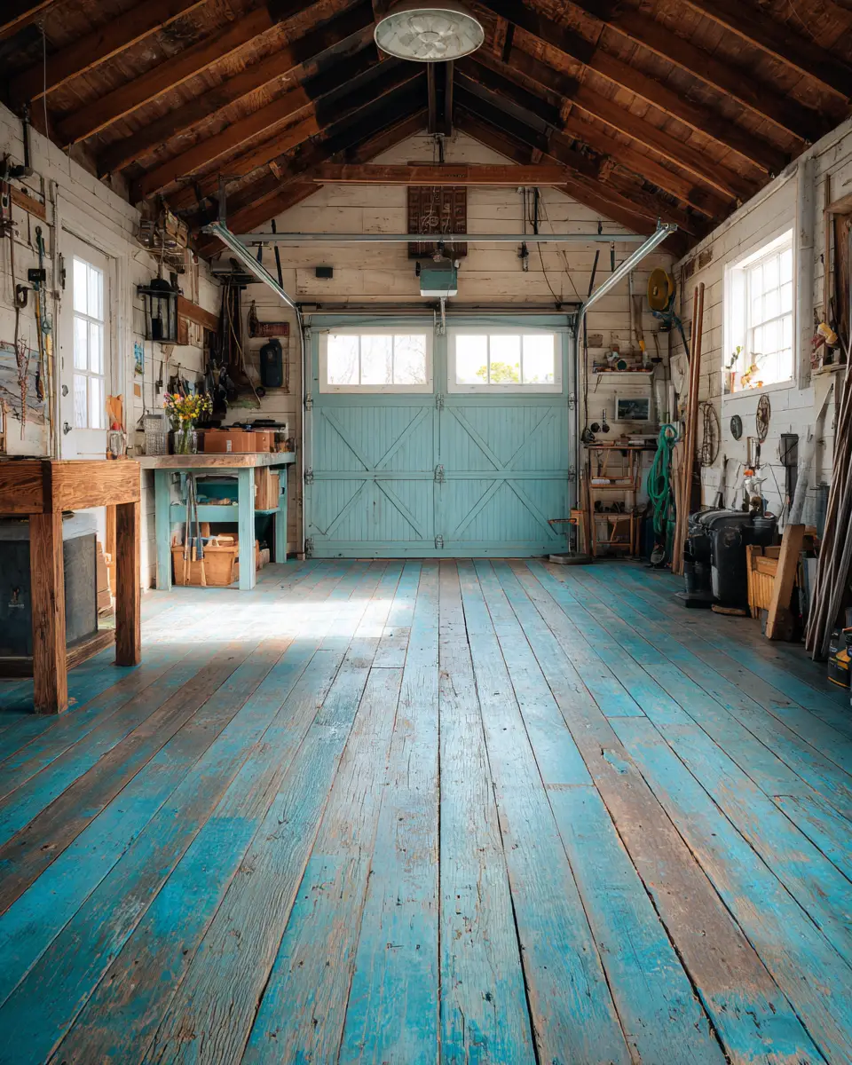 Sky Blue Rustic Garage Decor Ideas