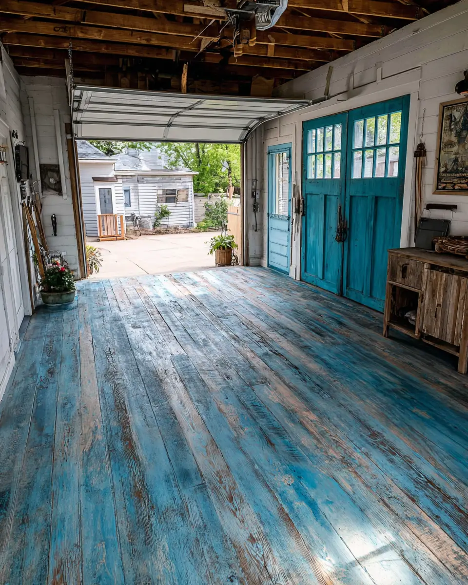 Sky Blue Rustic Garage Decor Ideas