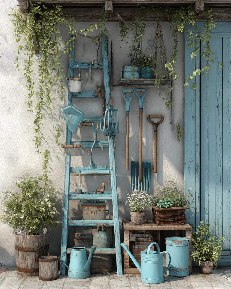 Sky Blue Rustic Garage Decor Ideas