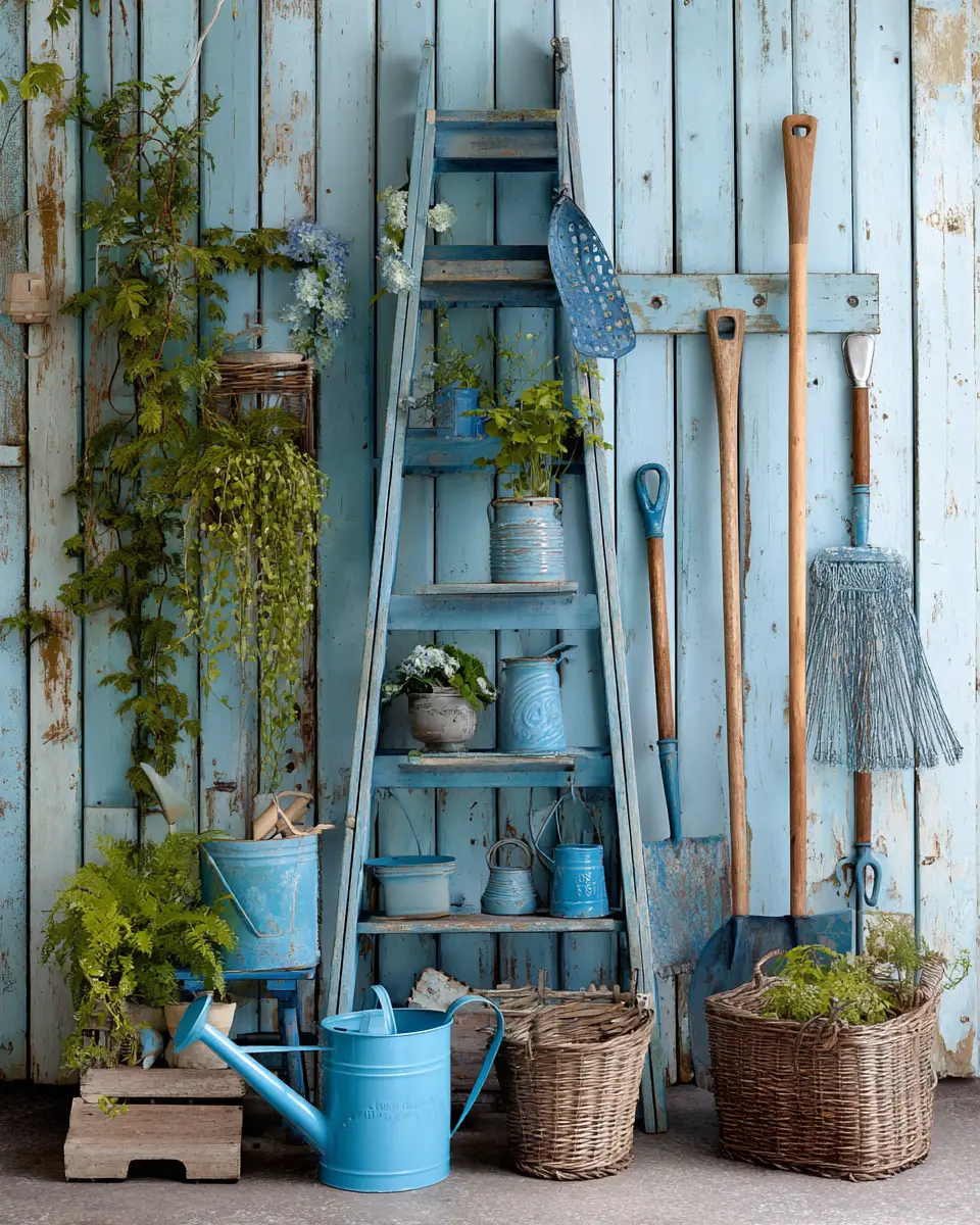 Sky Blue Rustic Garage Decor Ideas
